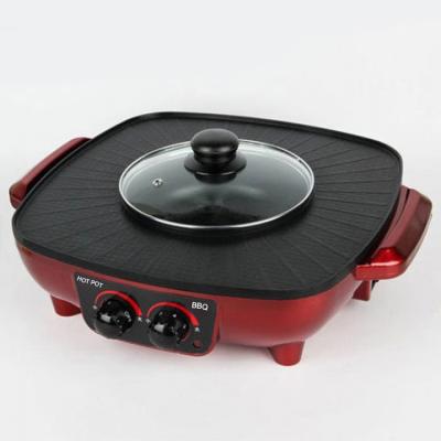 China Outdoor Electric Portable Smokeless Korean BBQ Grill With Nonstick Hot Pot Coating Outdoor And Home Use for sale