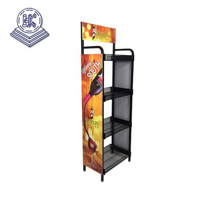 China Easy Assembly Multi Shelves Metal Wire Crate Beer Display Stand for sale