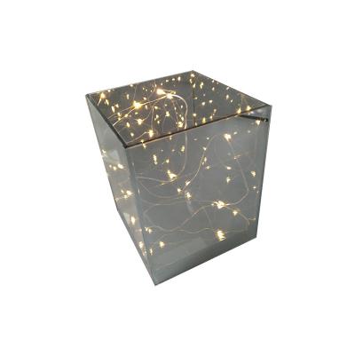 China Square Customized Christmas Tree Led Lights Festival Decoration Glass Mirror Hot Selling Led Light Lantern for sale