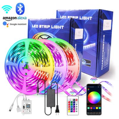 China High lumen 5M 10m RGBW SMD5050 home residential smart wif controller led light China RGB room flexible strip lamp box for sale