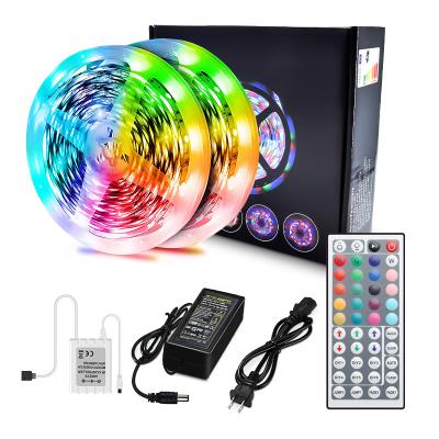 China High Quality Residential Remote Control Led Strip Light RGB 44 smd 5050 12V 5m White Decorate Neon Strip Light for sale