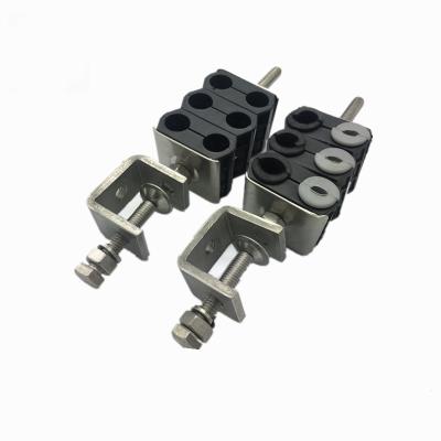 China Telecommunication Low Price 14+7 Triple Hole Conductor Mounting Power Cable Double Clamp for sale