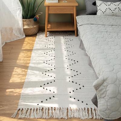 China PET FRIENDLY Modern Nordic Home Decor Cotton Hand Knotted Simple Geometric Tassel Off Blanket Boho Style Farmhouse Living Room White Blankets for sale