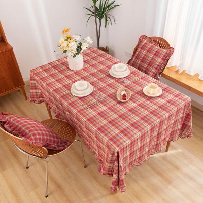 China 2022 New 100% Home Throw Plaid Tablecloth Modern Design Christmas Decor Kitchen Decor Institut Statistical Cotton Table Cover Goods 2022 for sale