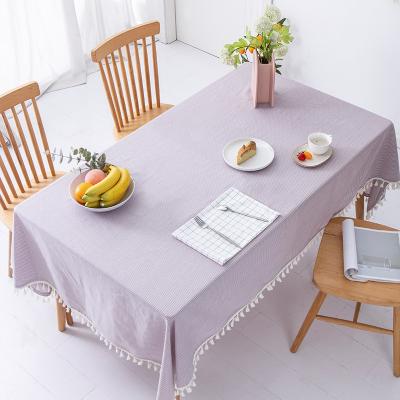 China New kitchen decoration modern design durable 100% cotton plaid throw home tablecloth with fringes for sale