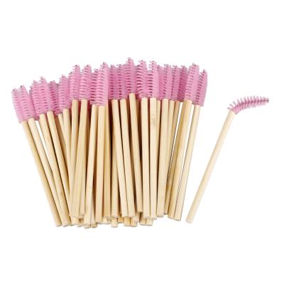 China 50pcs Disposable Brow Brush Handle Eyelash Brush Makeup Brush Eyelash Extension Mascara Applicator Bamboo Cleaning Wicks and Makeup Tools for sale