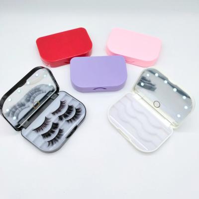 China Wholesale Thick Full Strip Lash Packaging Box Lead Customs 3d Mink Eyelash Case With Mirror and Light for sale