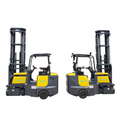 China Narrow Place Applied Electric Pallet Forklift Stacker With 4 Large Solid Tires Made In China Steerable Forklift for sale