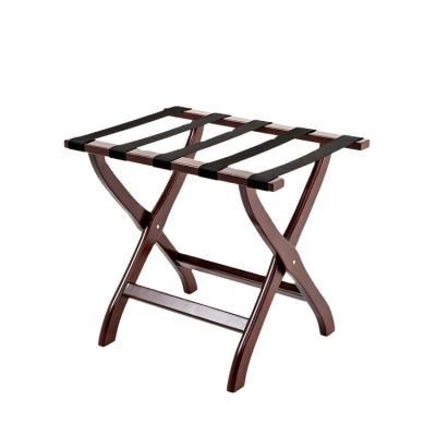 China 100% Eco-friendly Linenpro Brown Color Antique Solid Wood Luggage Rack Racks For Hotels Bedrooms for sale