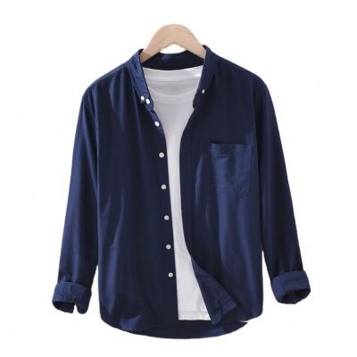 China Wholesale Anti-Shrink Oxford Casual Cotton Plain Mens Factory Long Sleeve Shirts for sale