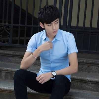 China Anti-pilling Summer Slim Men's Short Sleeve Shirt Business White Dress Shirt for sale