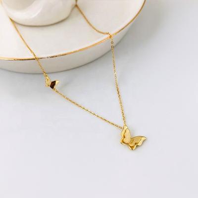 China Trendy Fashion Jewelry 18K Gold Plated Butterfly Choker S925 Geometric Sterling Silver Butterfly Pendant Necklace for Women for sale