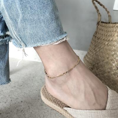 China CLASSIC Vintage S925 Sterling Silver Link Chain Anklet 18K Gold Plated Summer Style Anklet For Women for sale