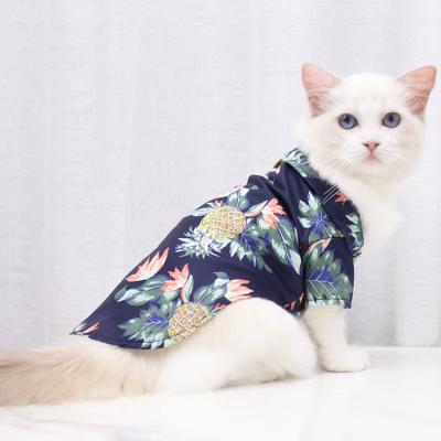 China Viable Hot Selling Hawaii Style Coolmax Print Summer Pet Cat Kitty Big Dog Clothes Breathable Cat Clothes for sale