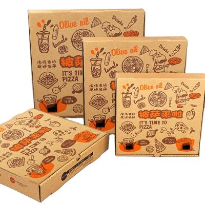 China Recycled Materials Customized Printed Logo 30x30 Kraft Paper Pizza Box Manufacturer For Food Package for sale