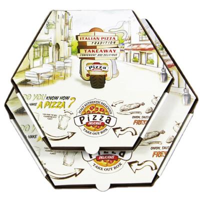 China Recycled Materials Manufactures Pizza Box To Take Out Customized Hexagonal Printing Paper Pizza Box Pizza Box for sale