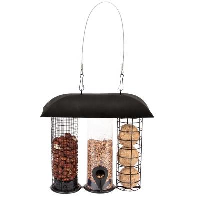 China Plastic Esschert Viable Design FB469 and Outdoor Metal Triple Bird Tube Feeder Hanging Garden Bird Feeder for sale