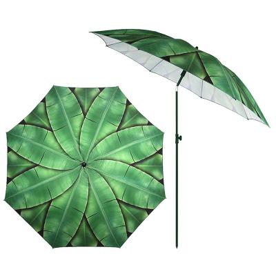 China New Fashion Beach Umbrella Banana Leaf Sunshade Nature Printing Durable Outdoor Patio Beach Umbrella With Top Stick for sale