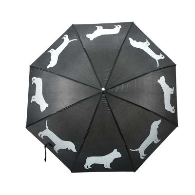 China New Design Minimalist Animal Printed Umbrella Reflector Purses Sunlight Umbrella Cute Reflective Semi-automatic Straight Umbrellas for sale