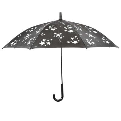 China High Quality Minimalist Round Corner Black Coating Kids Dome Umbrella With Reflector Stars for sale