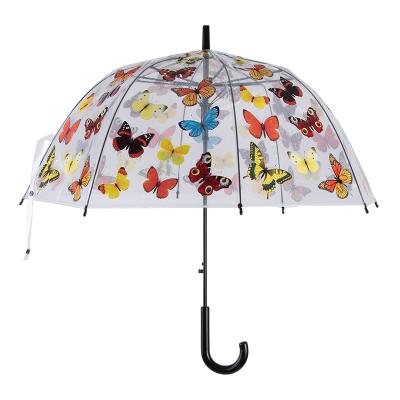 China TP382 Esschert Minimalist Design 23Inch Clear Umbrellas Adult Plastic Printed Transparent Bubble Umbrella for sale