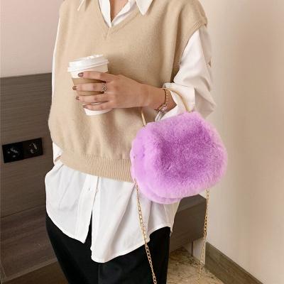 China High Quality Winter Girls Shoulder Cross - Body Mini Faux Plush Fur Cute Designer Luxury Purses and Purses for Ladies Handbags for sale