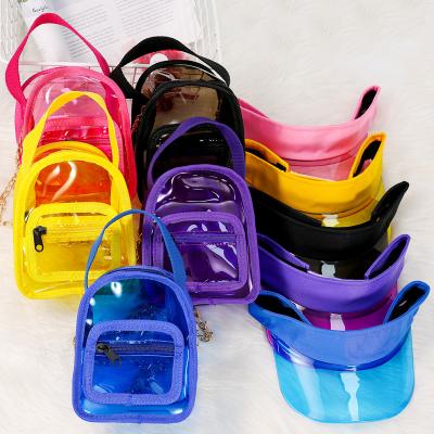 China High Quality New Fashion Trend Fluorescent Color Mini Bag The Same Color Sun Visor Hats And Purses Handbags Neon Transparent Set for sale