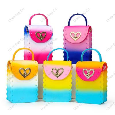 China New high quality 2022 summer beach iridescent cross - body luxury handbags famous brand bags women handbags ladies Jelly Purse Mini Bags for sale