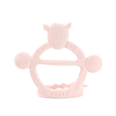 China Soft Toy Fast Delivery BPA Free Silicone Cattle Train Teether Sensory Toys Teething Baby Food Grade Silicone Teether for sale