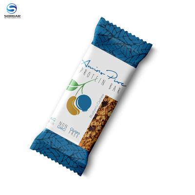 China Return promotion sealed bag health food packaging nut snack granola candy energy protein cereal bar packaging for sale