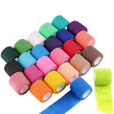 China Non Woven Fabric Self Adhesive Elastic Compression Bandage Multicolor Cohesive Cold Wrap For Relife Pain Hand Tear for sale