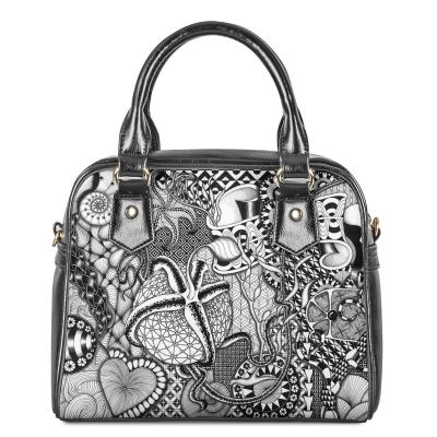 China Lady Polynesian Tribal Style On Demand Wholesale Copy Printing Custom Logo Shoulder Bag Afro Girls PU Leather Handbag For Women for sale