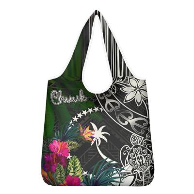 China Designable Girls Eco-Friendly Foldable Bag For Shopping Chuuk Tribal Printed Washable Reusable Grocery Bag Luxury Light Weight for sale