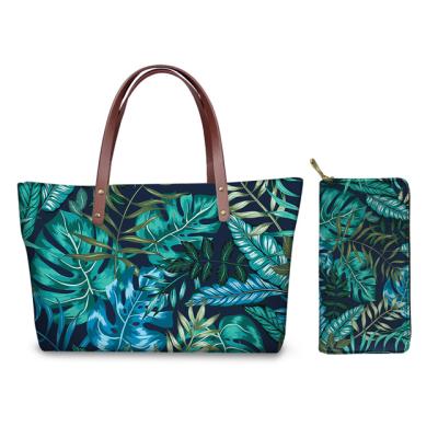 China Lady 2pcs Women Handbags Clip 2021 Set Hawaiian Tropical Flower Polynesian Pattern Ladies Shoulder Bags Drop Shipping for sale