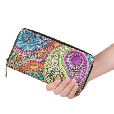 China Retro solar panel design psychedelic hippie logo fashion ladies printing wallets suitable for large capacity women anti-theft super specials for sale