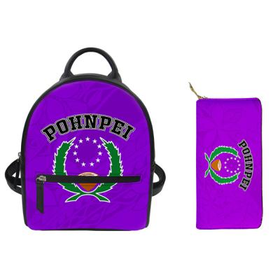 China With USB Teen School Purple Backpacks Girls Pohnpei Tribes Plumeria Printed Casual Modern Shoulder Bag Purse Backpack Custom Travel Logo for sale