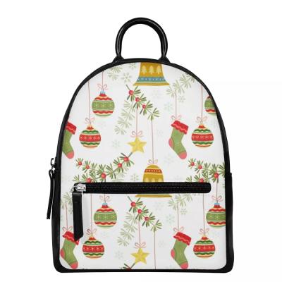 China Wholesale Waterproof Teen Ladies Snowman Christmas Girl Design Pu Designer PU Leather Mini Backpack Waterproof Mini Ladies Pinskin Backpack for sale