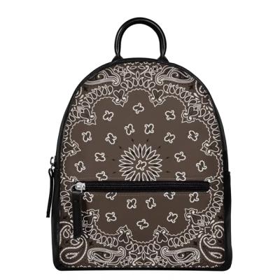 China With USB Design Custom Logo Women Bandana Print Mini Backpack For Female PU Shoulder Bag Style Flower Waterproof Small Size Print for sale