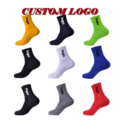 China Wholesale 100% Terry Oem Men's Unisex Embroidered Black White Cotton Anti-Skid Sports Socks Custom Logo Compression Athletic Rubber Crew Socks for sale