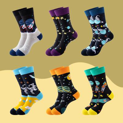 China Fashion Men's Cotton Jacquard Jacquard Couples Medium QUICK DRY Fashion Knitted Sock Cute Funny Novelty Women Knitted Sock for sale