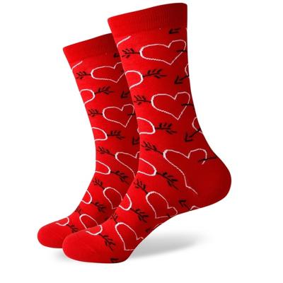 China New Design Breathable Custom Made Red Jacquard Fancy Socks, Dress Socks For Men for sale