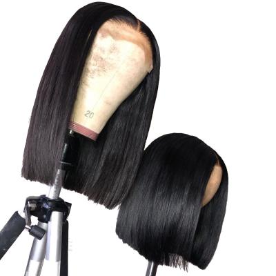 China Archilan Straight Human Hair Wigs 8 Inch Peruvian Straight Hair Lace Front Closure Short Wig Wholesale for sale