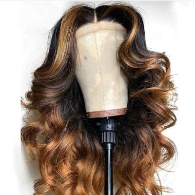 China Silky Straight Wave Highlight Brown Color Transparent Lace Front Human Hair Wig Brazilian Colored Hair Wigs For Black Women for sale