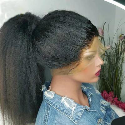 China ANY 180% Density Nature Yaki Color Lace Front Wig For Black Women With Baby Hair Curly Straight Lace Front Wig for sale