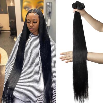 China Silky Straight Brazilian Body Wave Natural Hair Virgin Bundles 30 Inch Straight Hair Bundles for sale