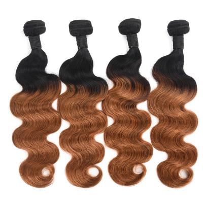 China Unprocessed Brazilian Body Wave Virgin Hair 8A Ombre Hair Sew In Weave Two Tone 1b/30 Body Wave Virgin Hair Extension for sale