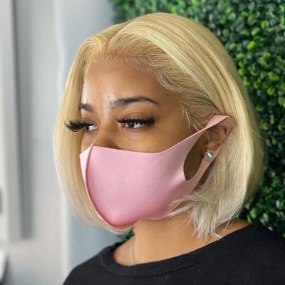 China Honey Blonde Lace Front Bob Wave Front Wig Hd Short Transparent Silky Straight Lace Front Wig 613 for sale