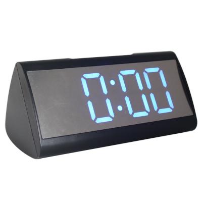 China Calendars Triangle Office Home Bedroom Mirror Clock Digital Reading LED Digital Pendulum Optoelectronic Alarm Clock for sale