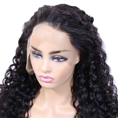 China Deep Wave Virgin Hair Cuticle Aligned Black Bundles Loose Wave Virgin Hair Full Lace Wigs 180-200 Density for sale