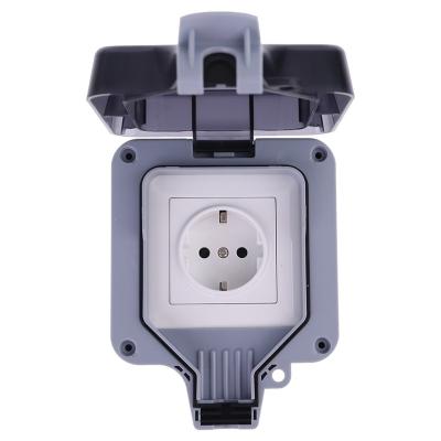 China IP66 Outdoor Waterproof Power Socket Outlet Security Wall EU Standard Electrical Outlet Fused for sale